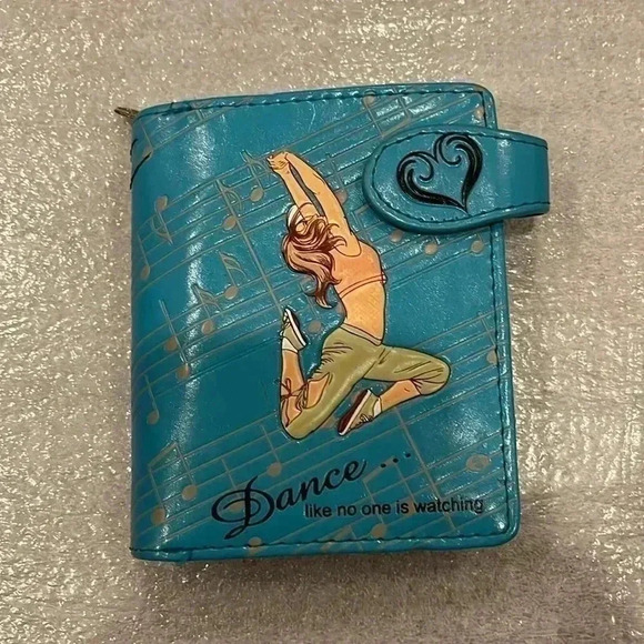 ❤️2/$30❤️Shagwear Dance Inspirational Pattern  Zipper Wallet Blue Faux Leather - Picture 2 of 7